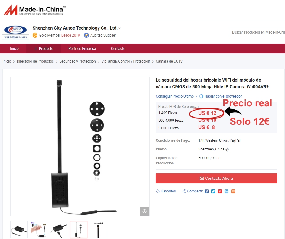 Pinganillo con cámara para exámenes comparación